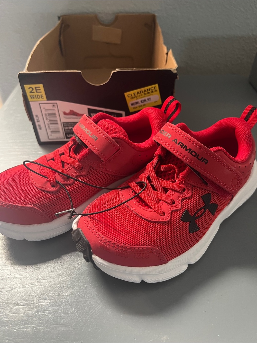 Under Armour Kids Red and Black Slip-On Athletic Sneakers- Brand new! Size 11 K